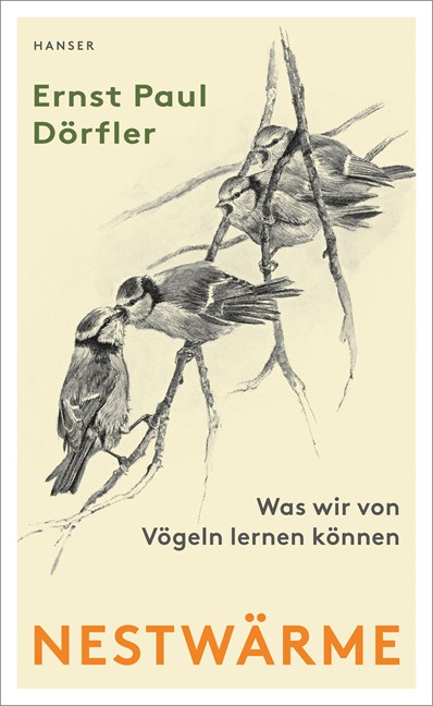 Cover des Buches von Ernst Paul Dörfler. Bleistiftzeichnung von Meisen, die auf Ästen sitzen.